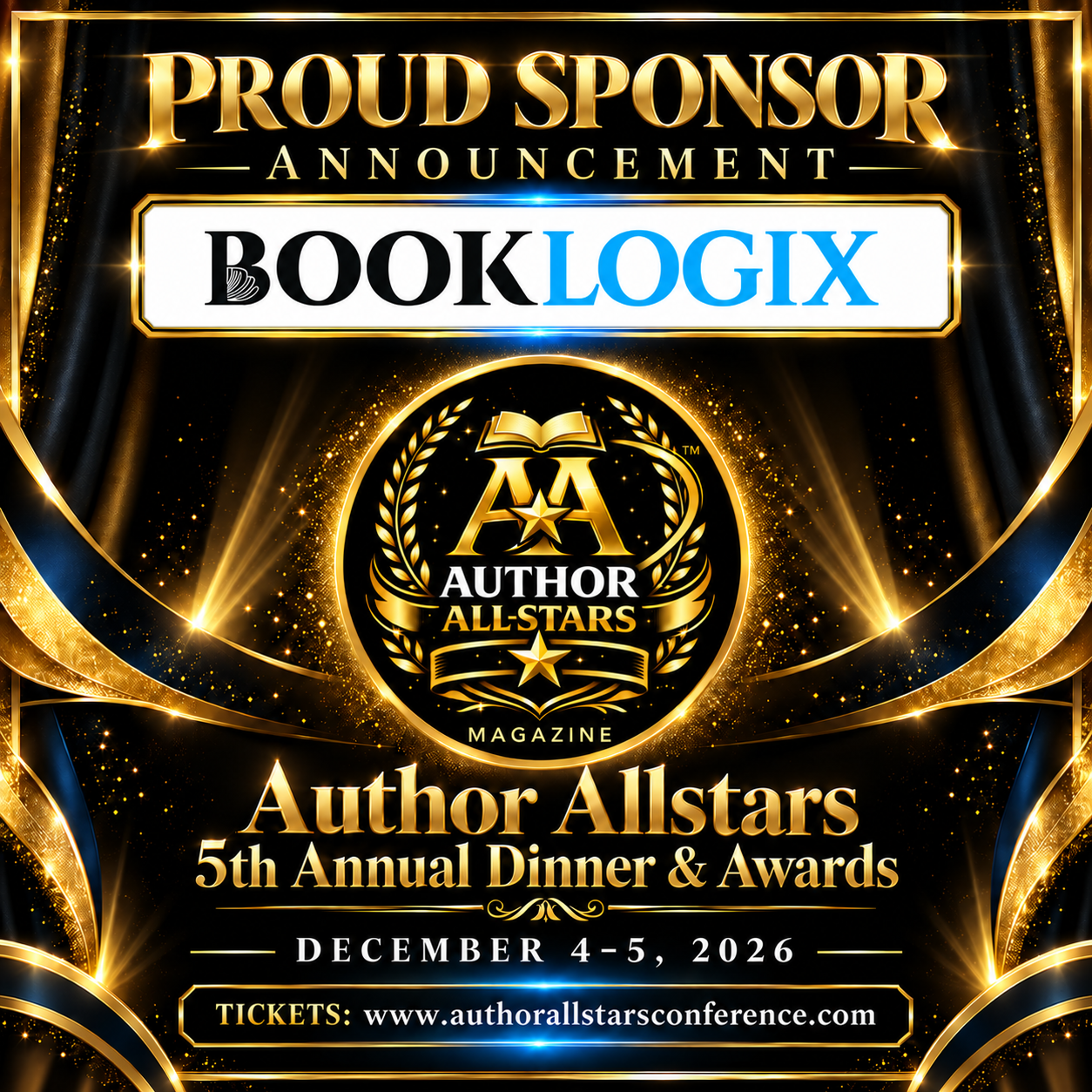 BookLogix proud sponsor graphic for the 2026 Author Allstars Dinner and Awards in Atlanta, Georgia.
